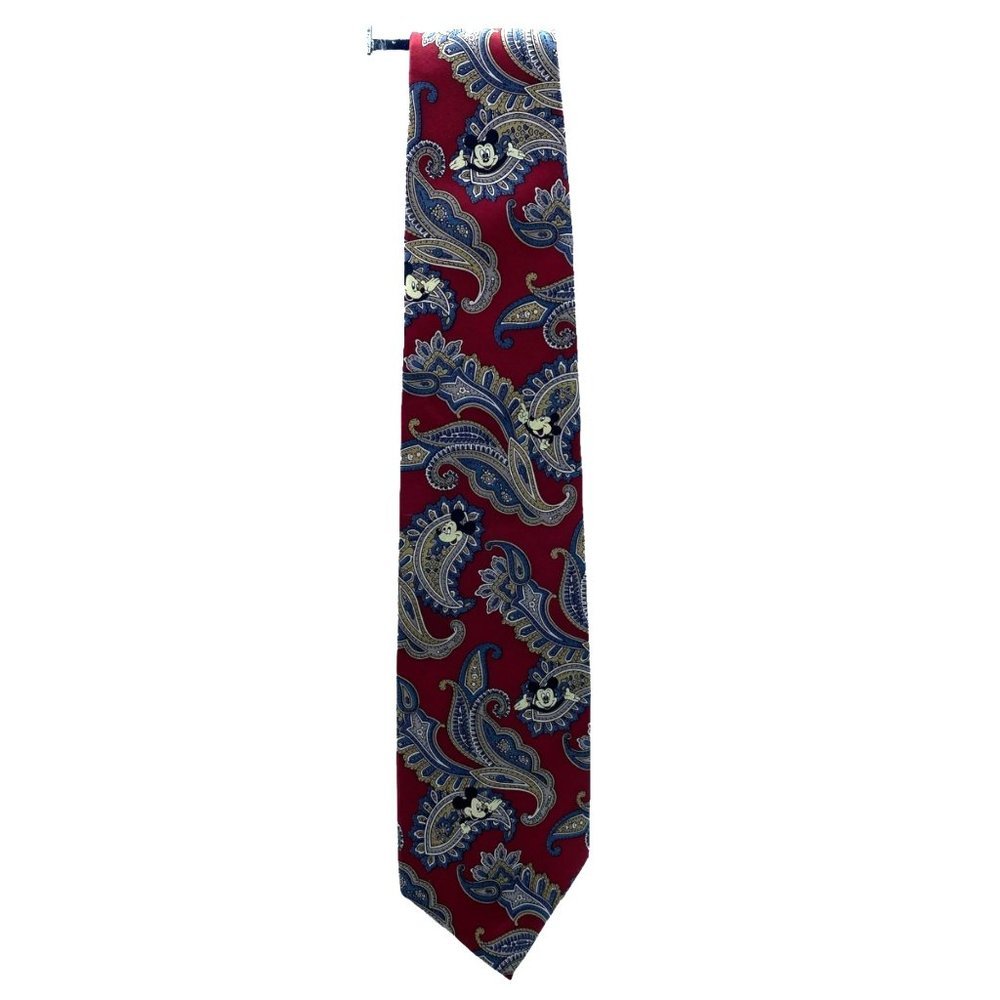 Disney Mickey & Co. Balancine Inc. Tie Works Red Paisley 100% Silk Neck Tie USA